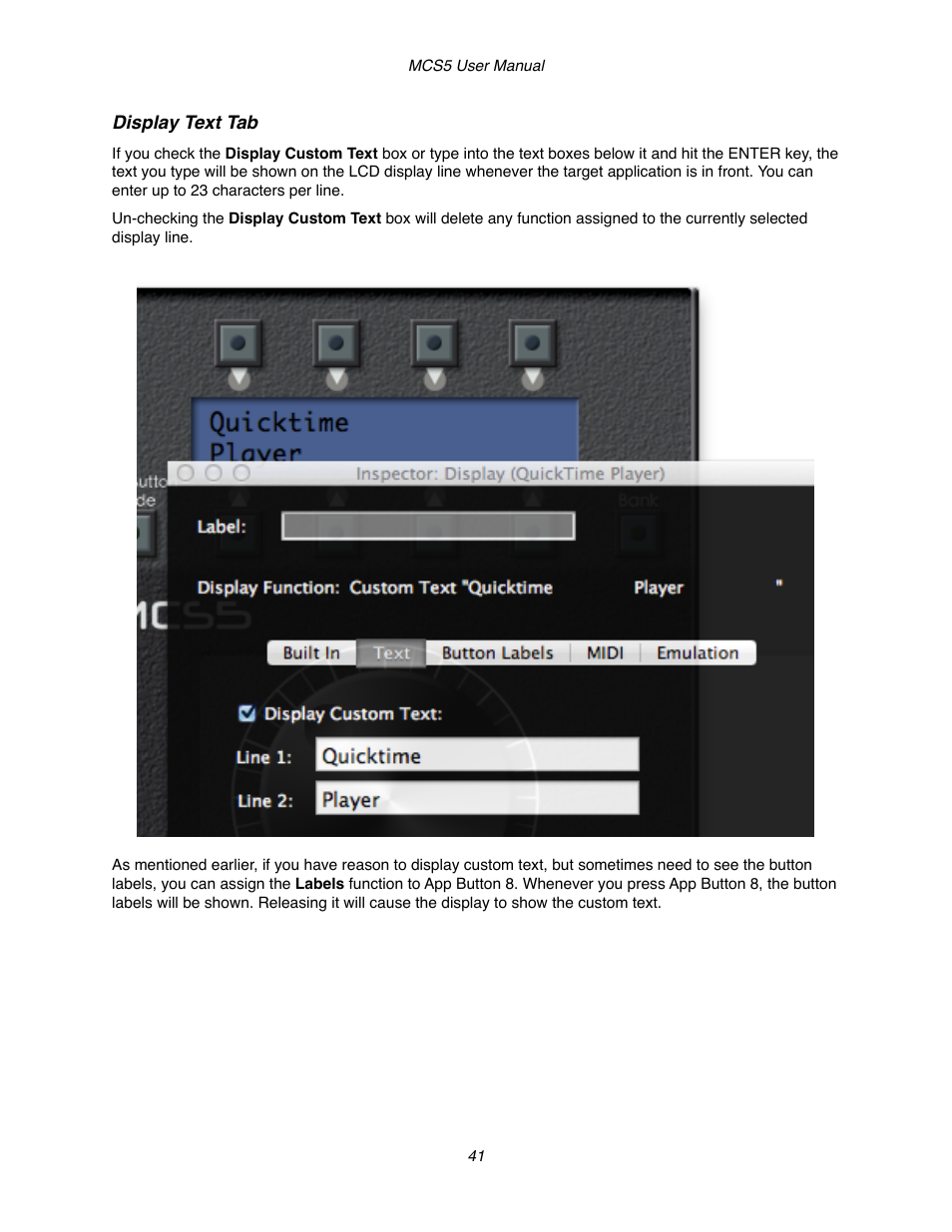 Display text tab | JLCooper MCS5 User Manual | Page 41 / 55