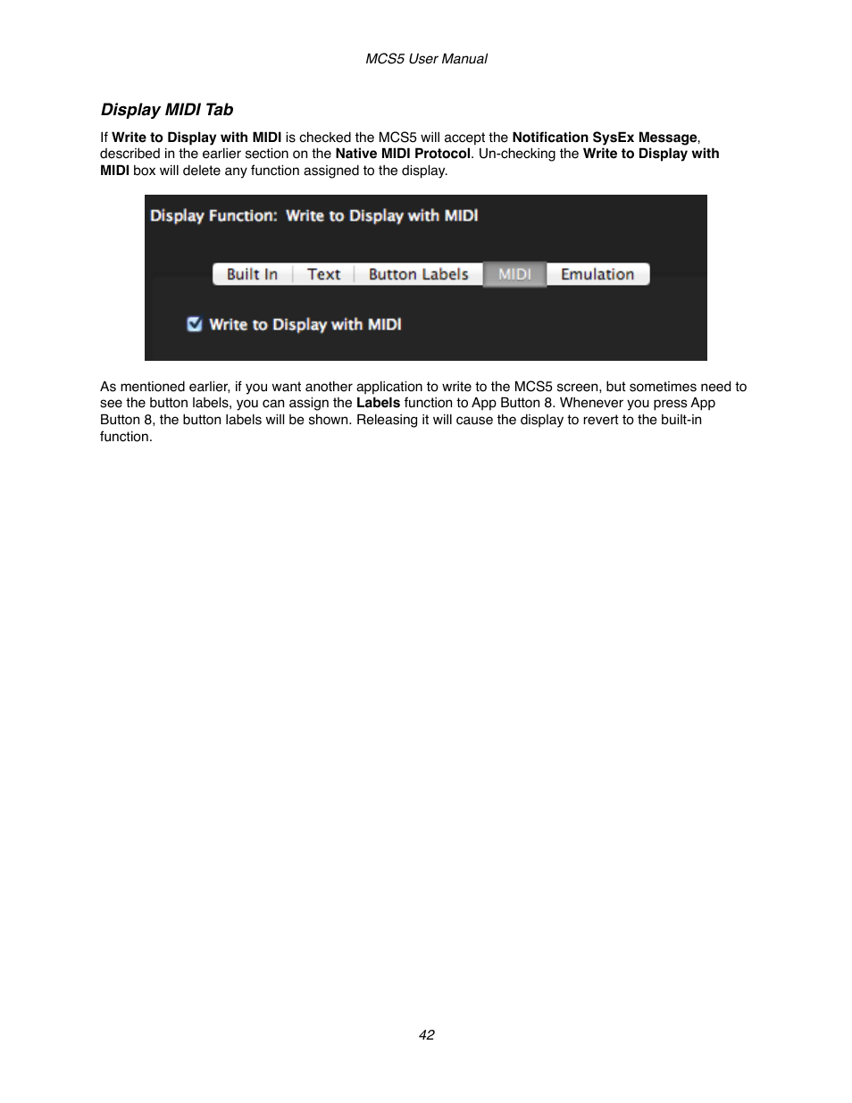 Display midi tab | JLCooper MCS5 User Manual | Page 42 / 55