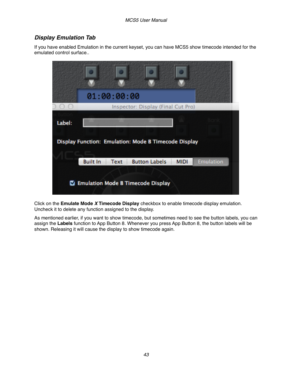 Display emulation tab | JLCooper MCS5 User Manual | Page 43 / 55