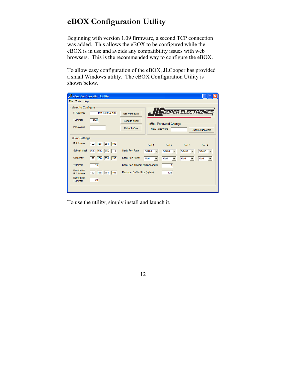 Ebox configuration utility | JLCooper eBOX User Manual | Page 12 / 58