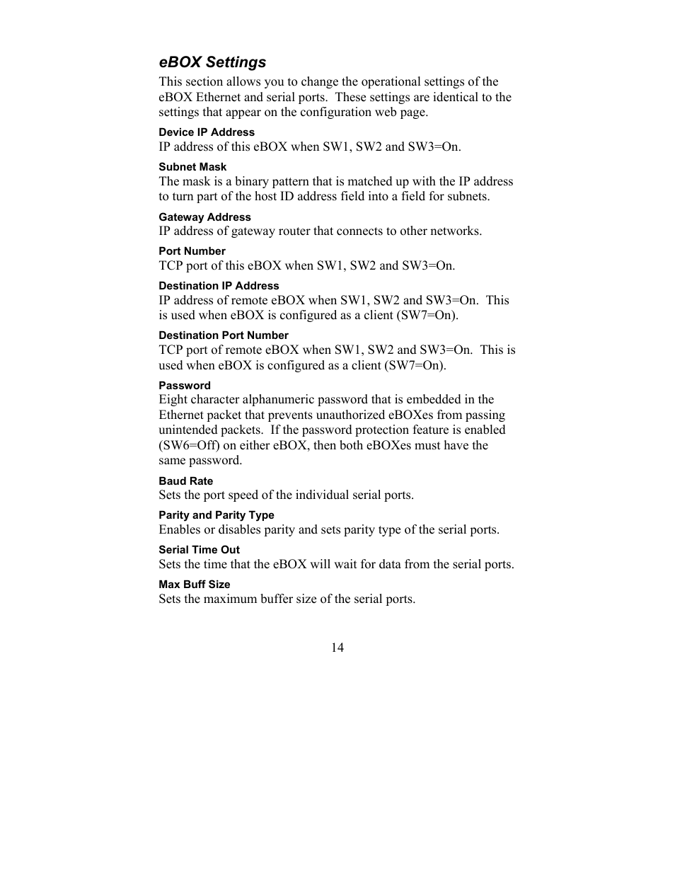 Ebox settings | JLCooper eBOX User Manual | Page 14 / 58