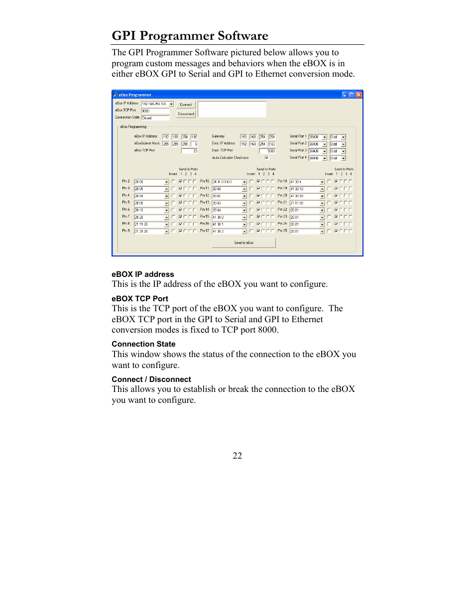 Gpi programmer software | JLCooper eBOX User Manual | Page 22 / 58