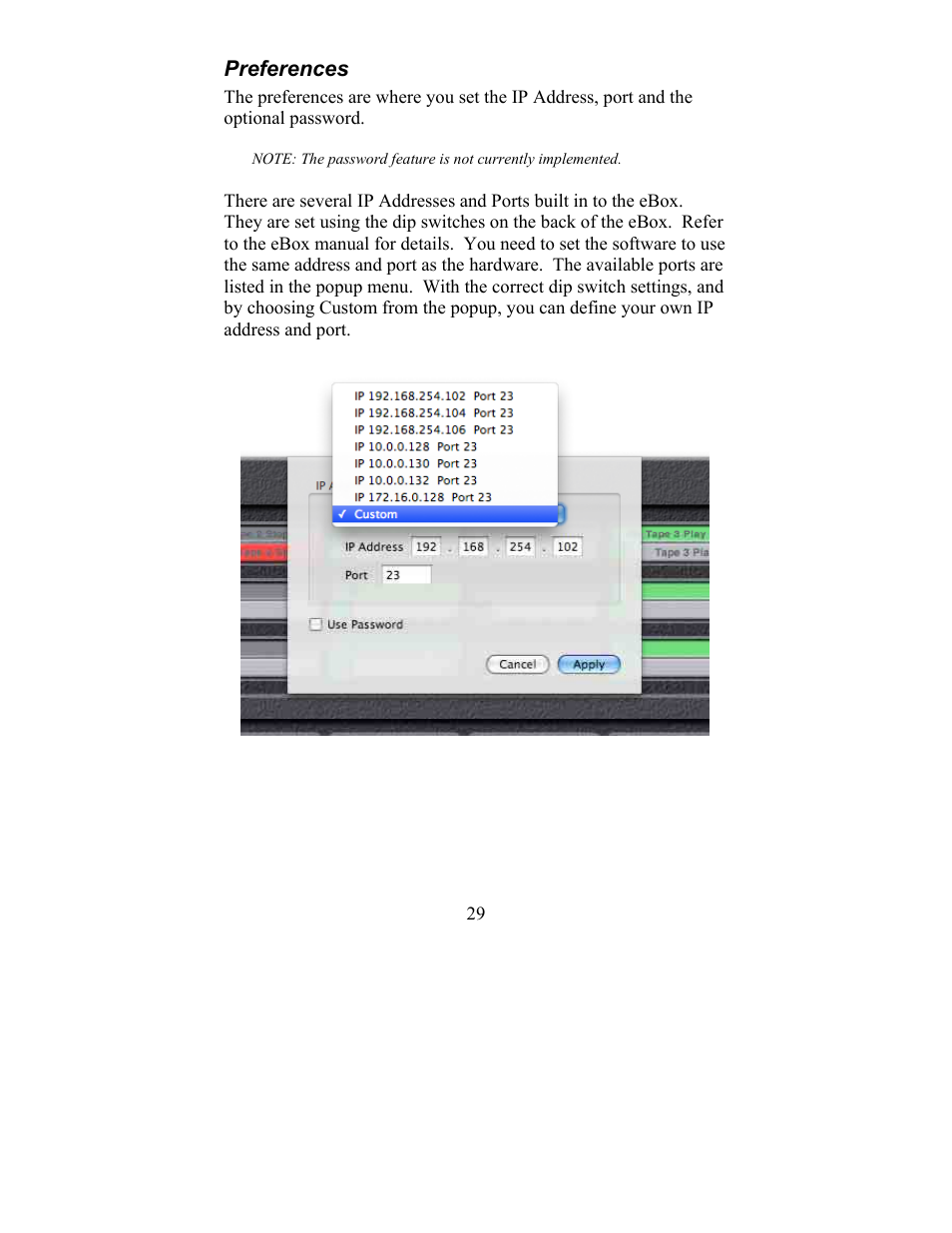 Preferences | JLCooper eBOX User Manual | Page 29 / 58