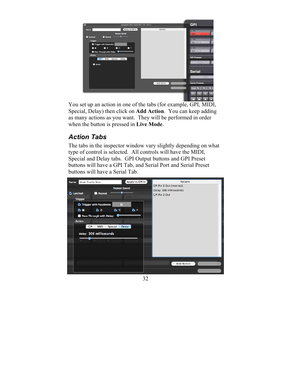 Action tabs | JLCooper eBOX User Manual | Page 32 / 58