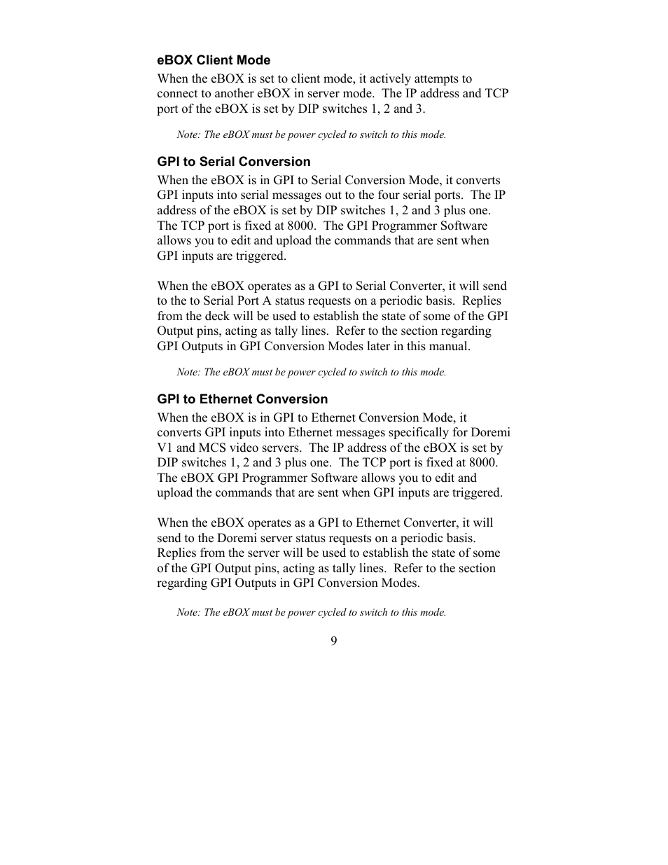JLCooper eBOX User Manual | Page 9 / 58
