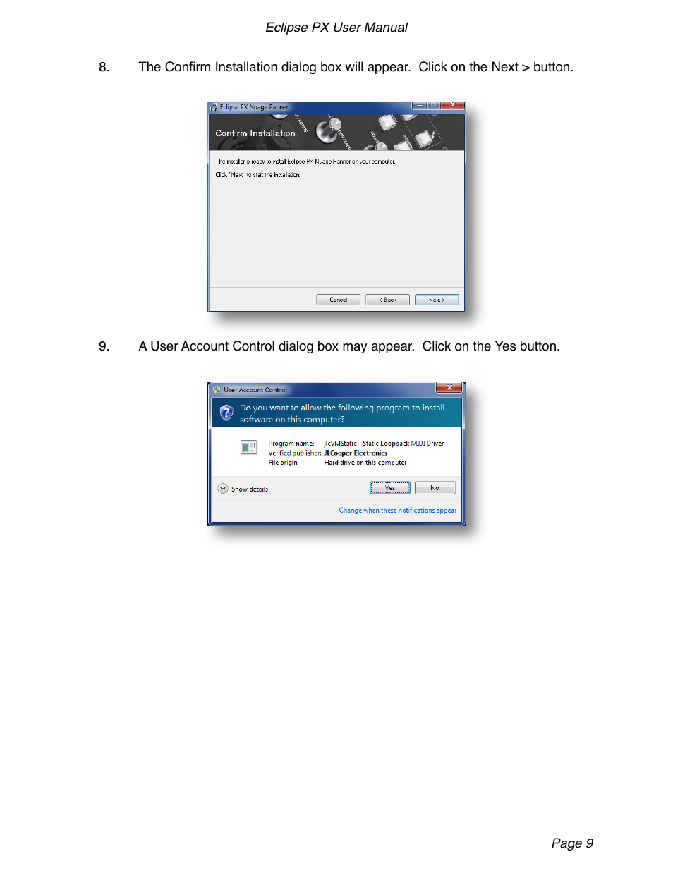 JLCooper Eclipse PX for Windows User Manual | Page 9 / 19