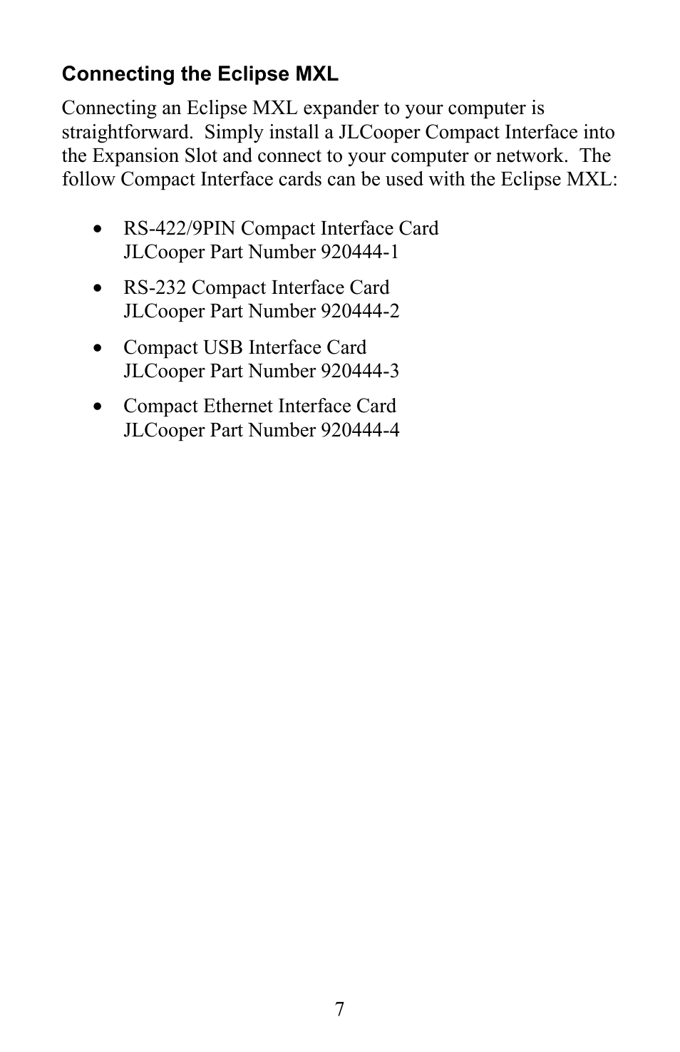 JLCooper EclipseMXL User Manual | Page 7 / 19