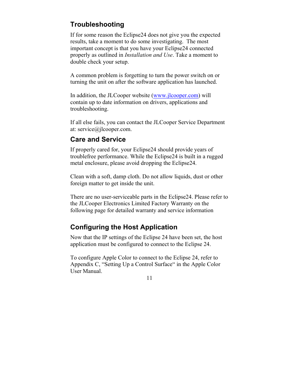 JLCooper Eclipse24 User Manual | Page 11 / 14