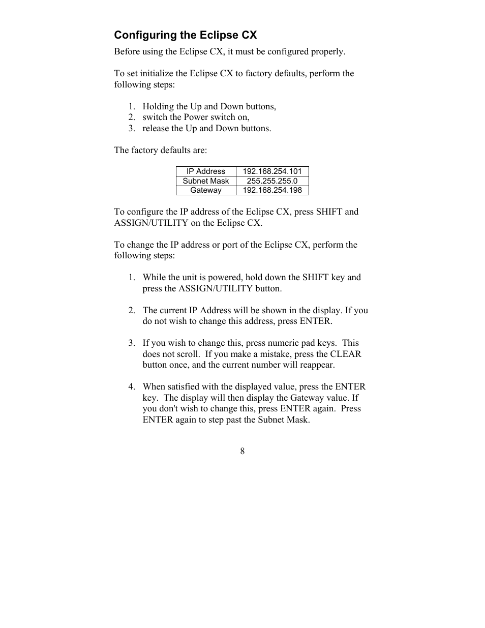 Configuring the eclipse cx | JLCooper CX Eclipse User Manual | Page 8 / 15