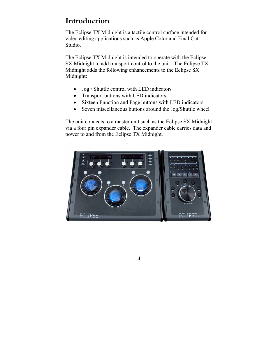 Introduction | JLCooper TX Midnight Eclipse User Manual | Page 4 / 8