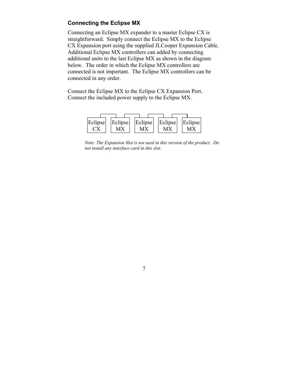 Connecting the eclipse mx | JLCooper MX Eclipse User Manual | Page 7 / 13