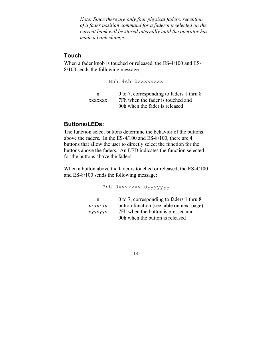JLCooper ES-4/100 MIDI User Manual | Page 14 / 17