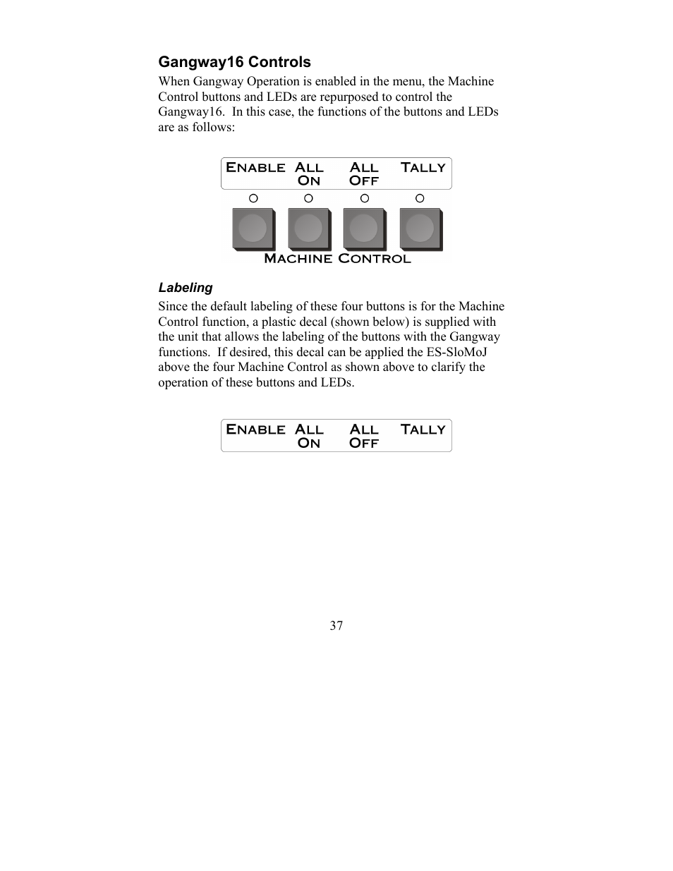 Gangway16 controls | JLCooper ES-SloMoJ User Manual | Page 37 / 50