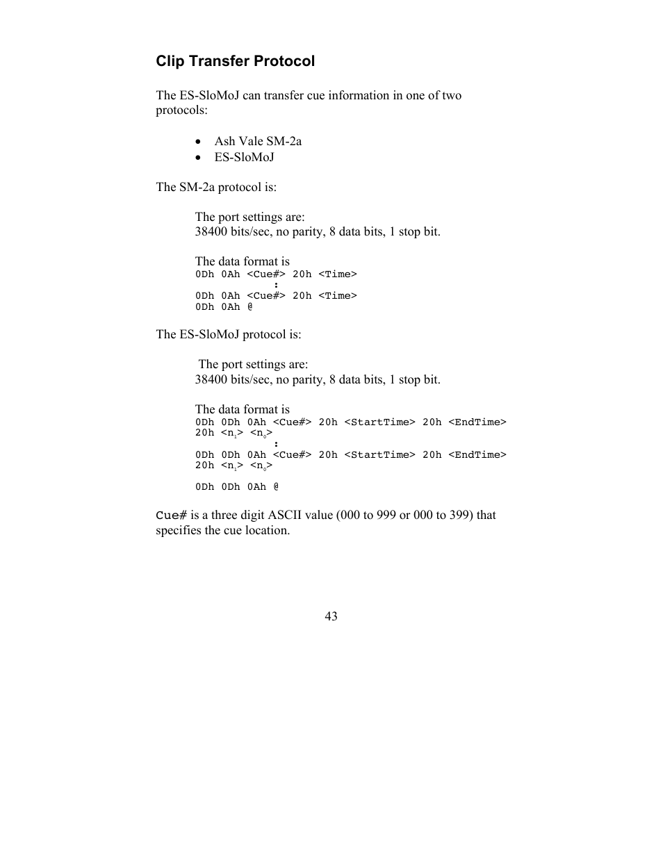 Clip transfer protocol | JLCooper ES-SloMoJ User Manual | Page 43 / 50