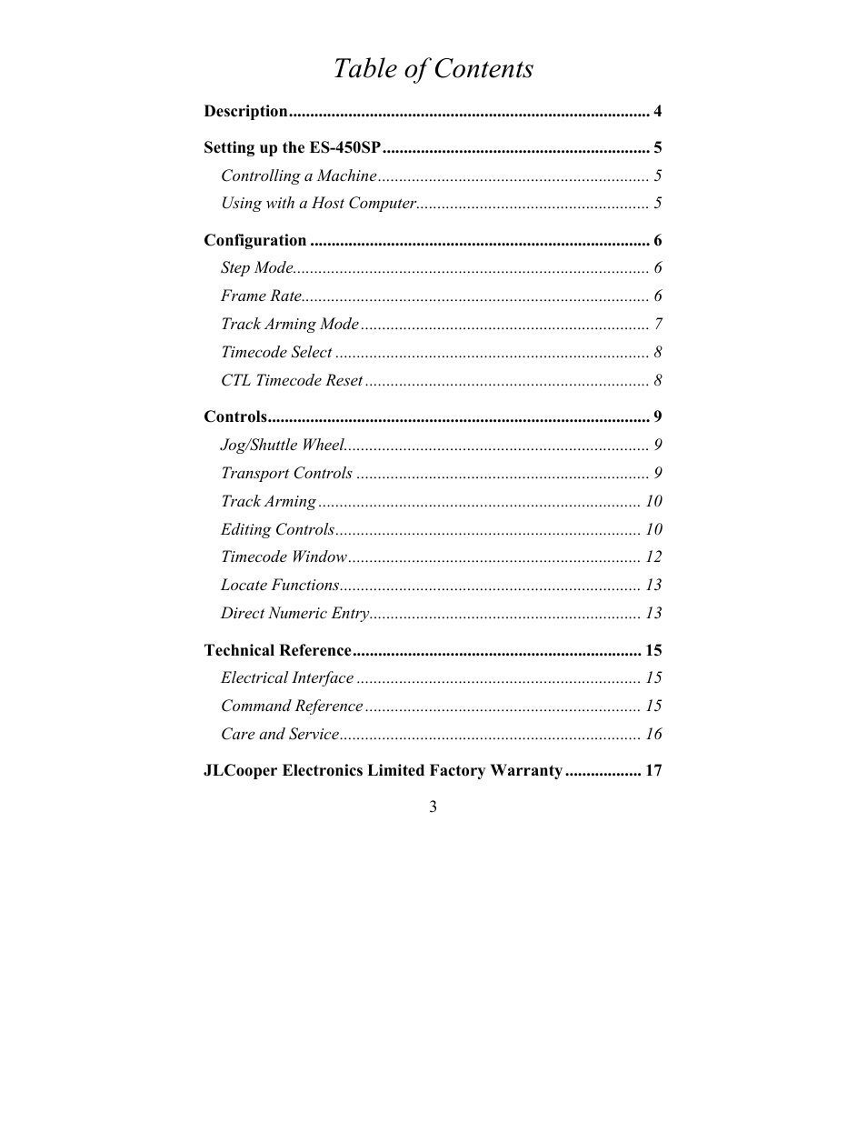 JLCooper ES-450SP User Manual | Page 3 / 17