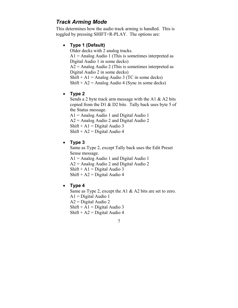 Track arming mode | JLCooper ES-450SP User Manual | Page 7 / 17