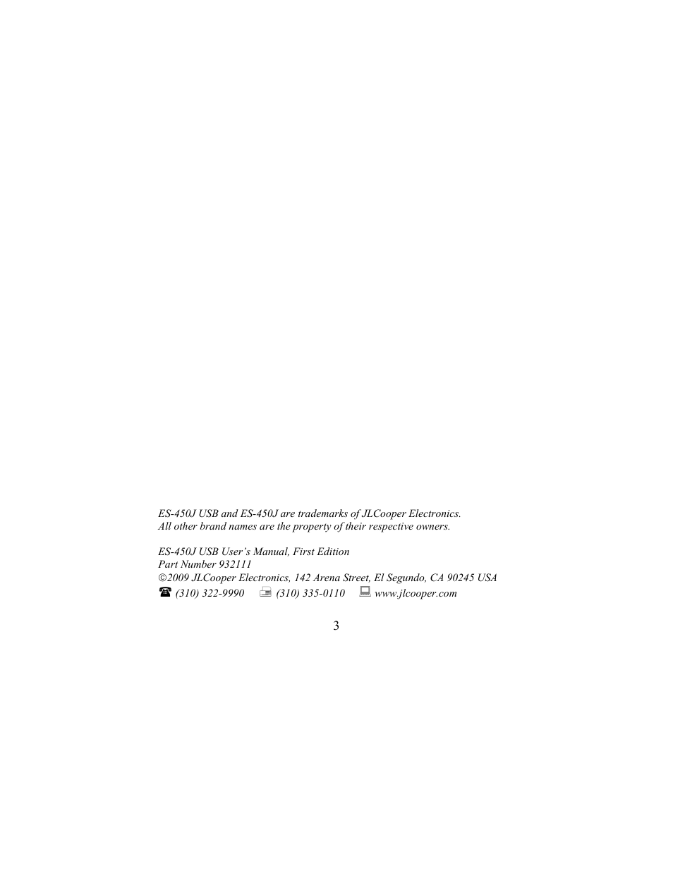 JLCooper ES-450J_USB_User_Manual.pdf User Manual | Page 3 / 7