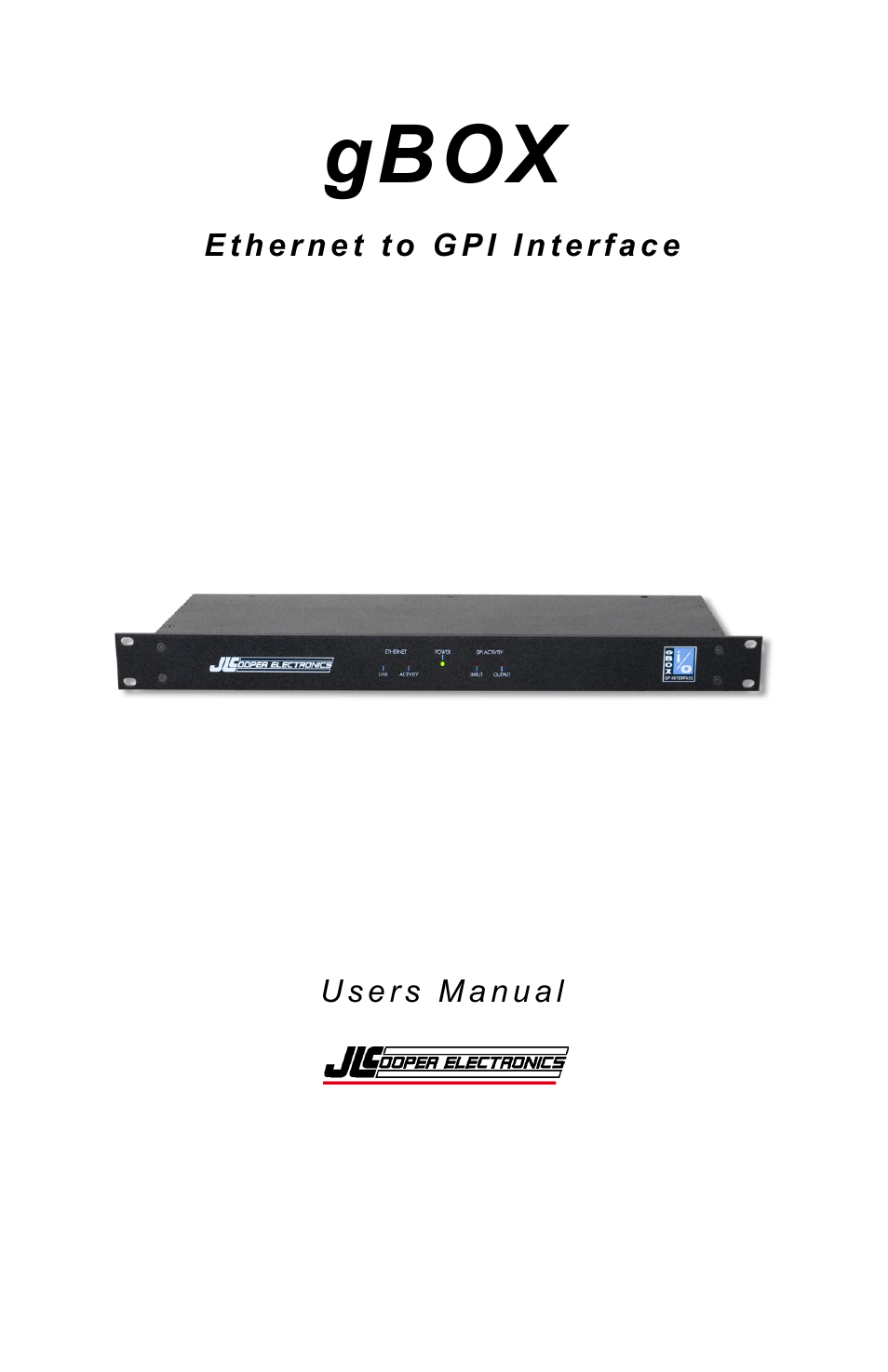 JLCooper gBOX User Manual | 24 pages