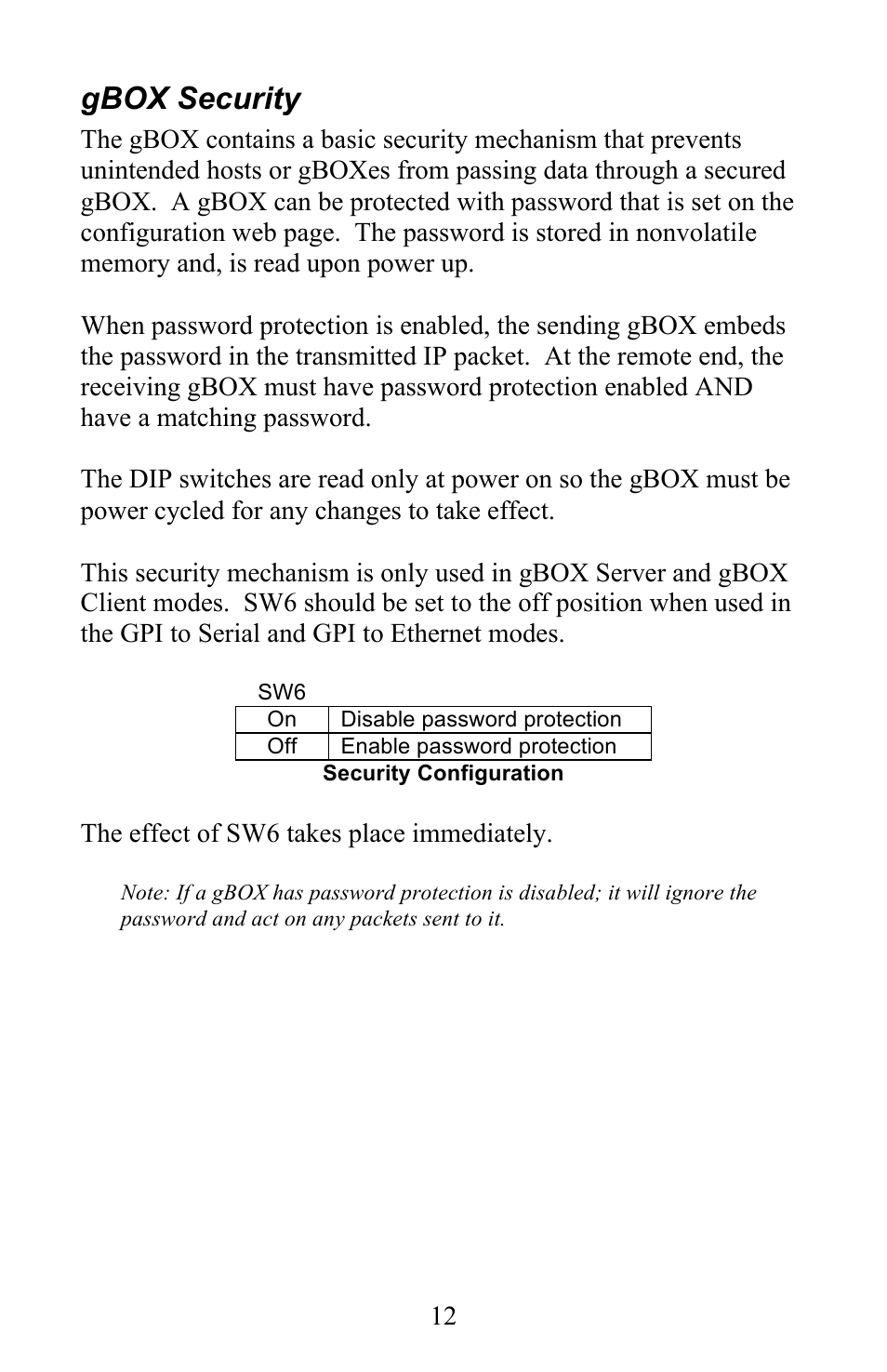 Gbox security | JLCooper gBOX User Manual | Page 12 / 24