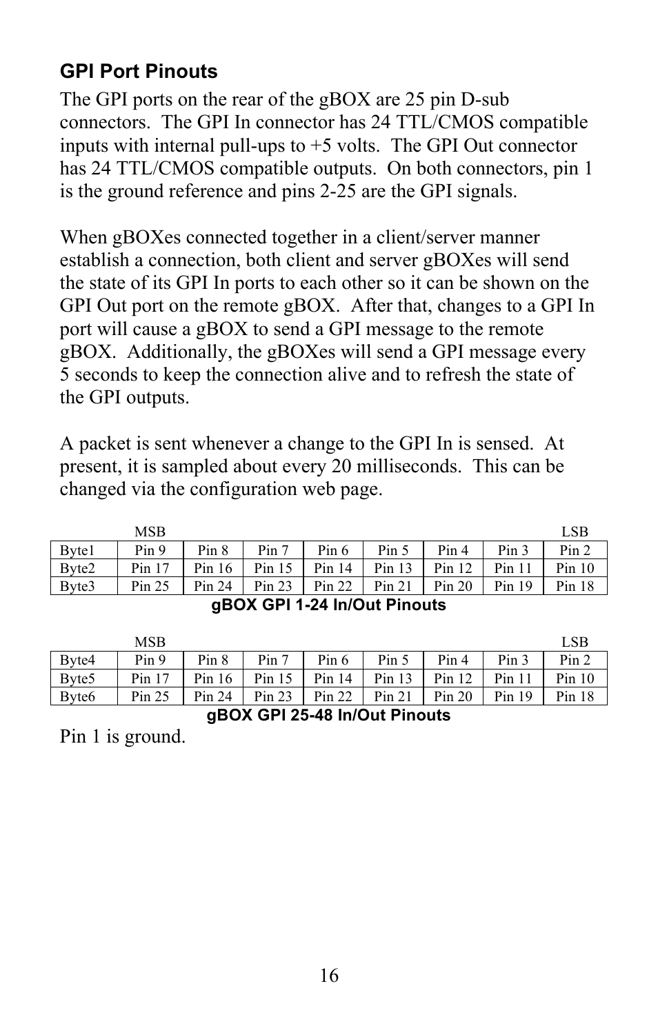 Pin 1 is ground | JLCooper gBOX User Manual | Page 16 / 24