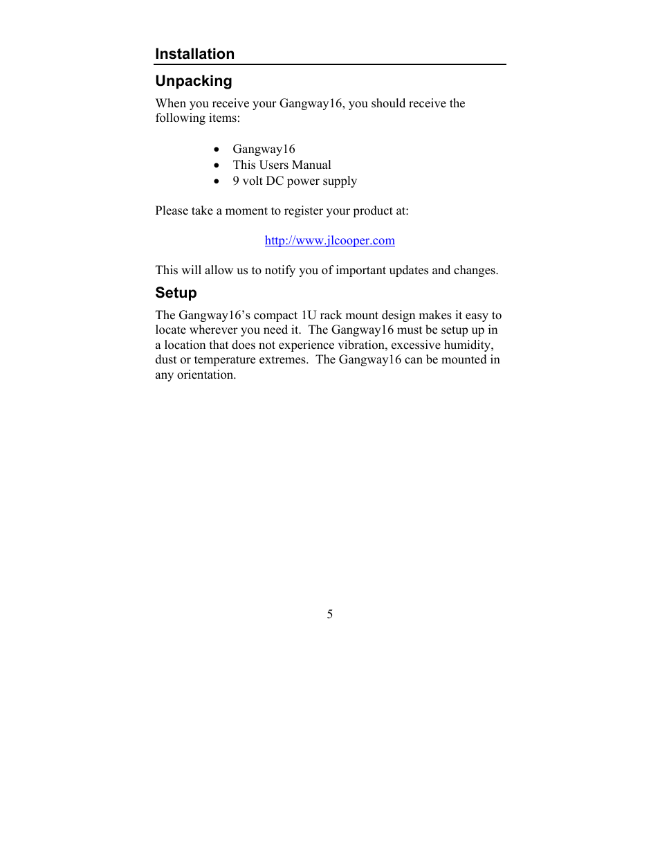 JLCooper Gangway16 User Manual | Page 5 / 12