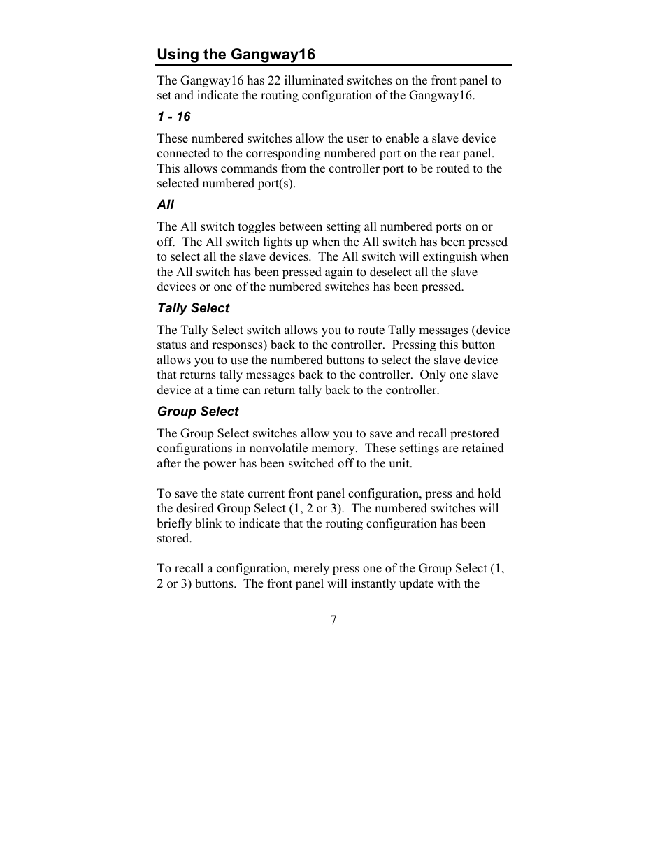 JLCooper Gangway16 User Manual | Page 7 / 12