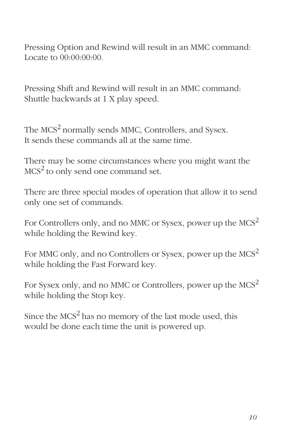 Additional mcs, Features | JLCooper MCS2 MIDI User Manual | Page 10 / 19