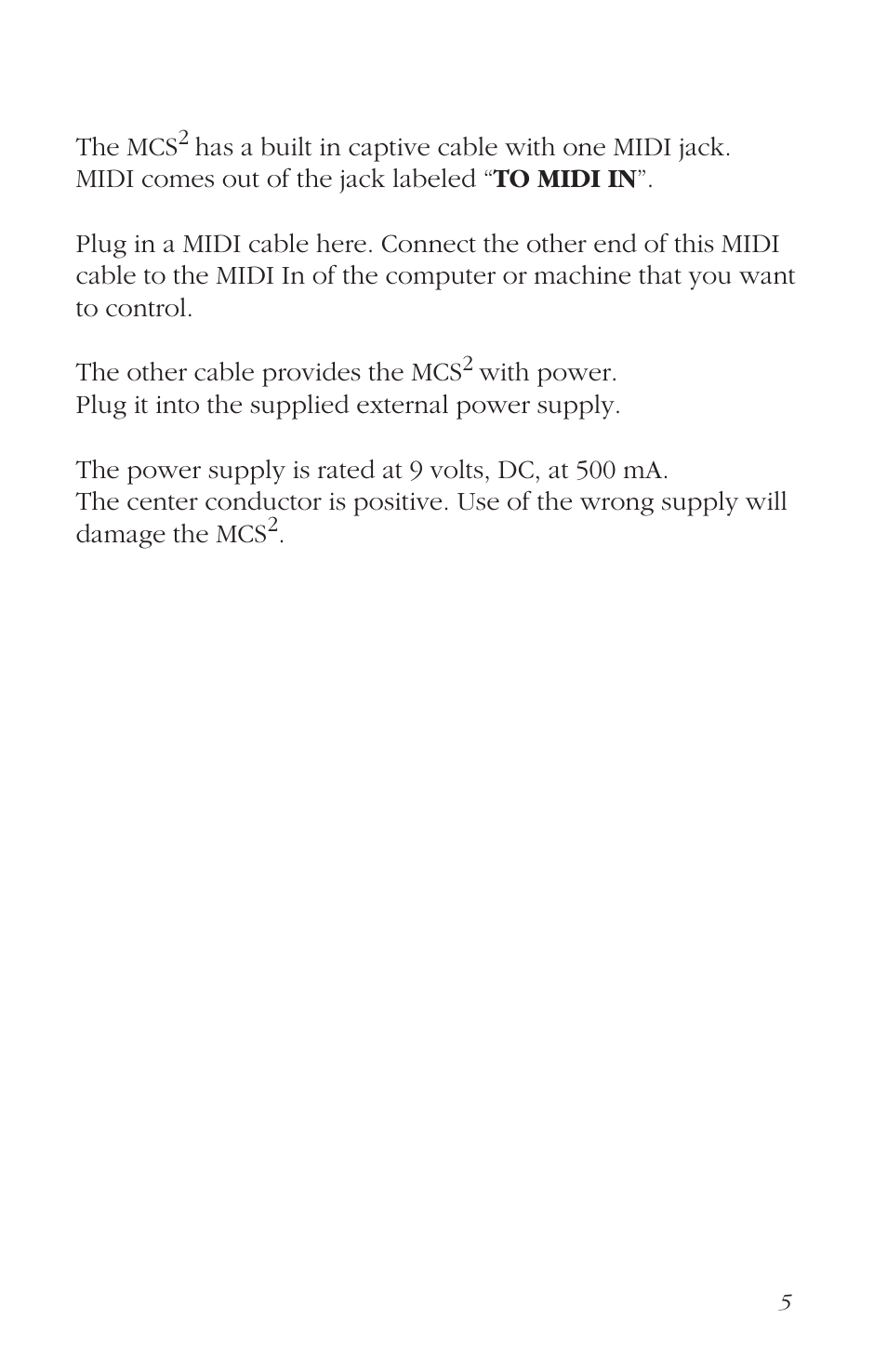 Connecting the mcs | JLCooper MCS2 MIDI User Manual | Page 5 / 19