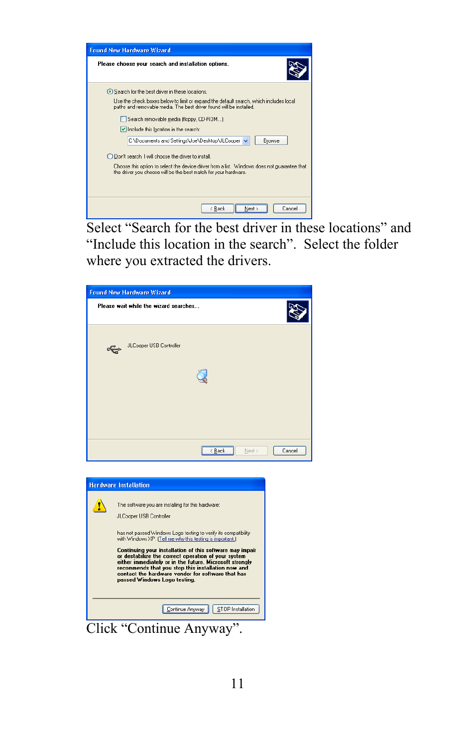 JLCooper 4/100 USB FaderMaster User Manual | Page 11 / 26
