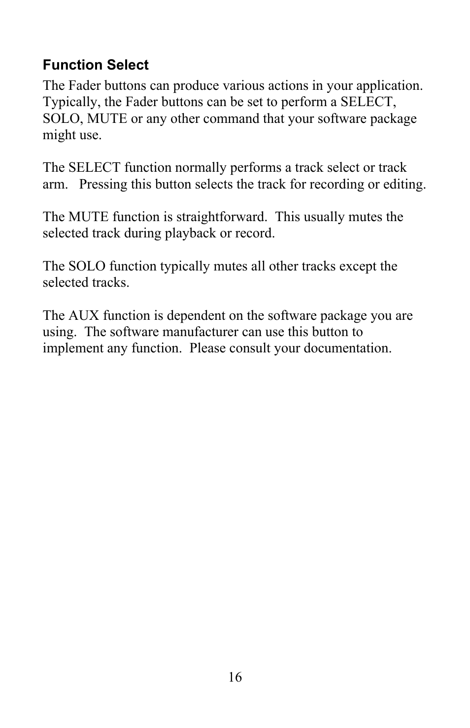 JLCooper 4/100 USB FaderMaster User Manual | Page 16 / 26