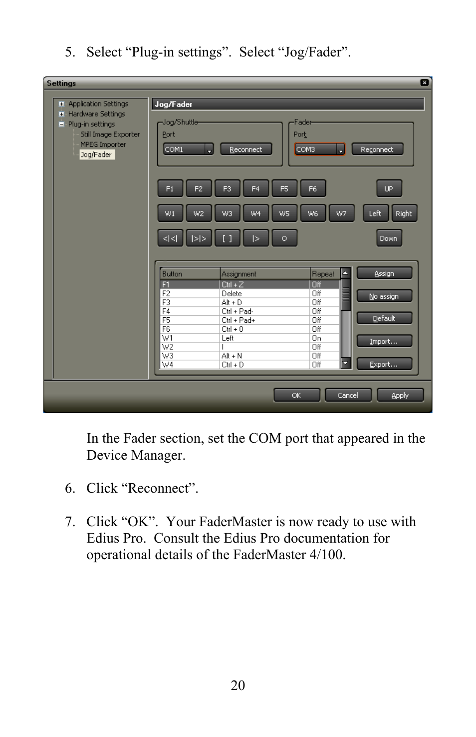 JLCooper 4/100 USB FaderMaster User Manual | Page 20 / 26