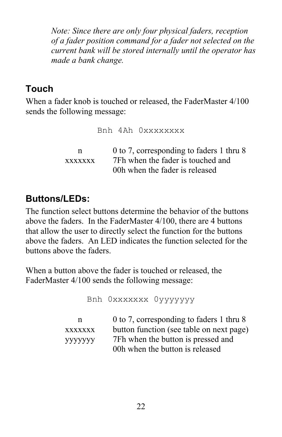 JLCooper 4/100 USB FaderMaster User Manual | Page 22 / 26