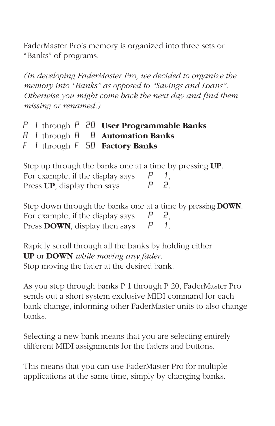Bank selection | JLCooper FaderMaster Pro User Manual | Page 16 / 78