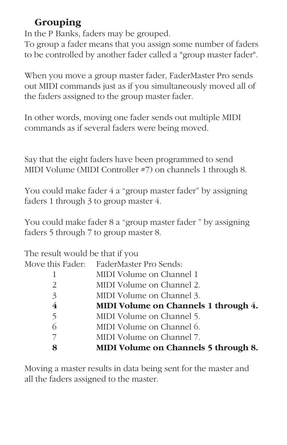 Grouping | JLCooper FaderMaster Pro User Manual | Page 23 / 78