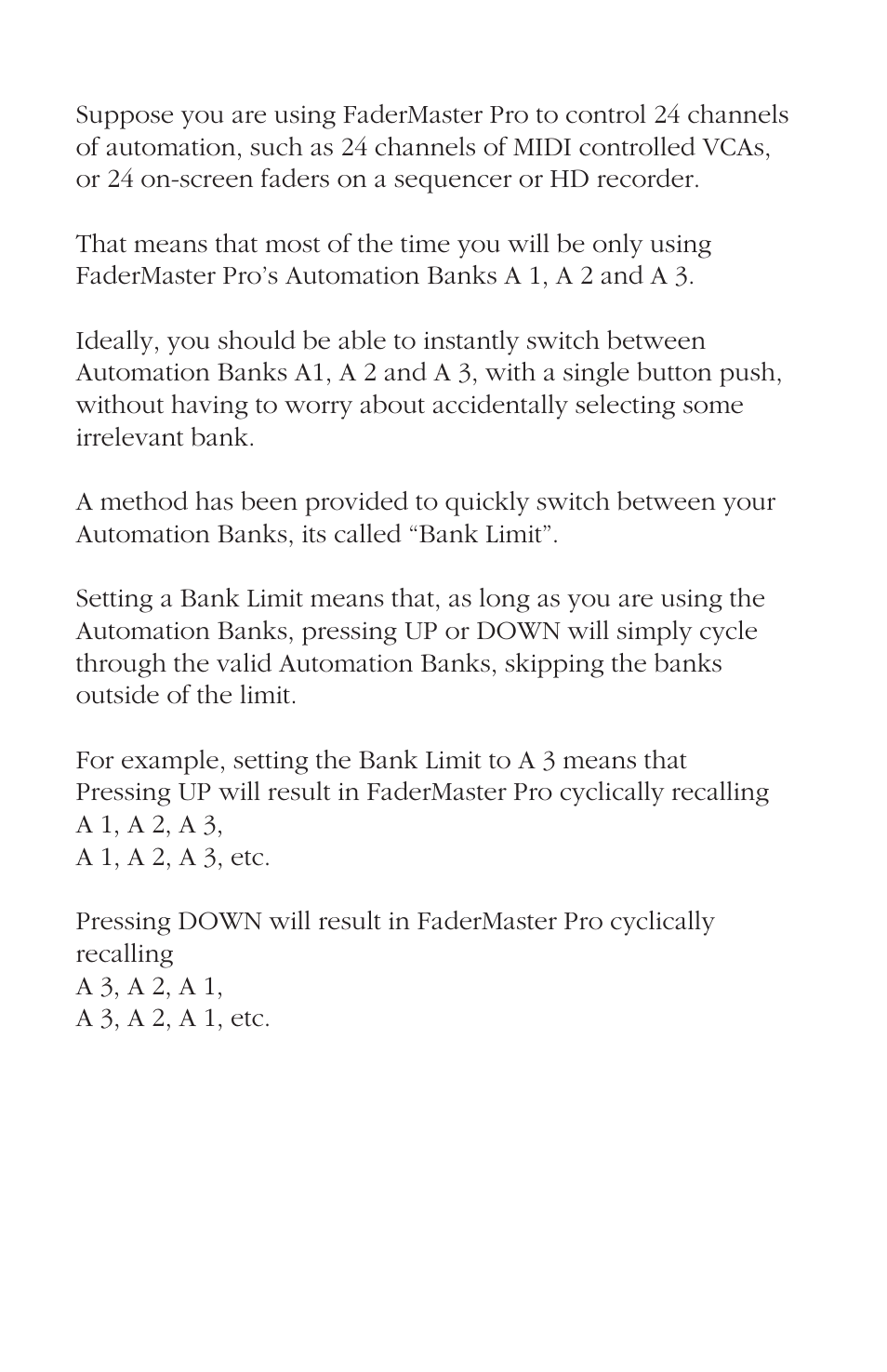 Bank limit | JLCooper FaderMaster Pro User Manual | Page 39 / 78