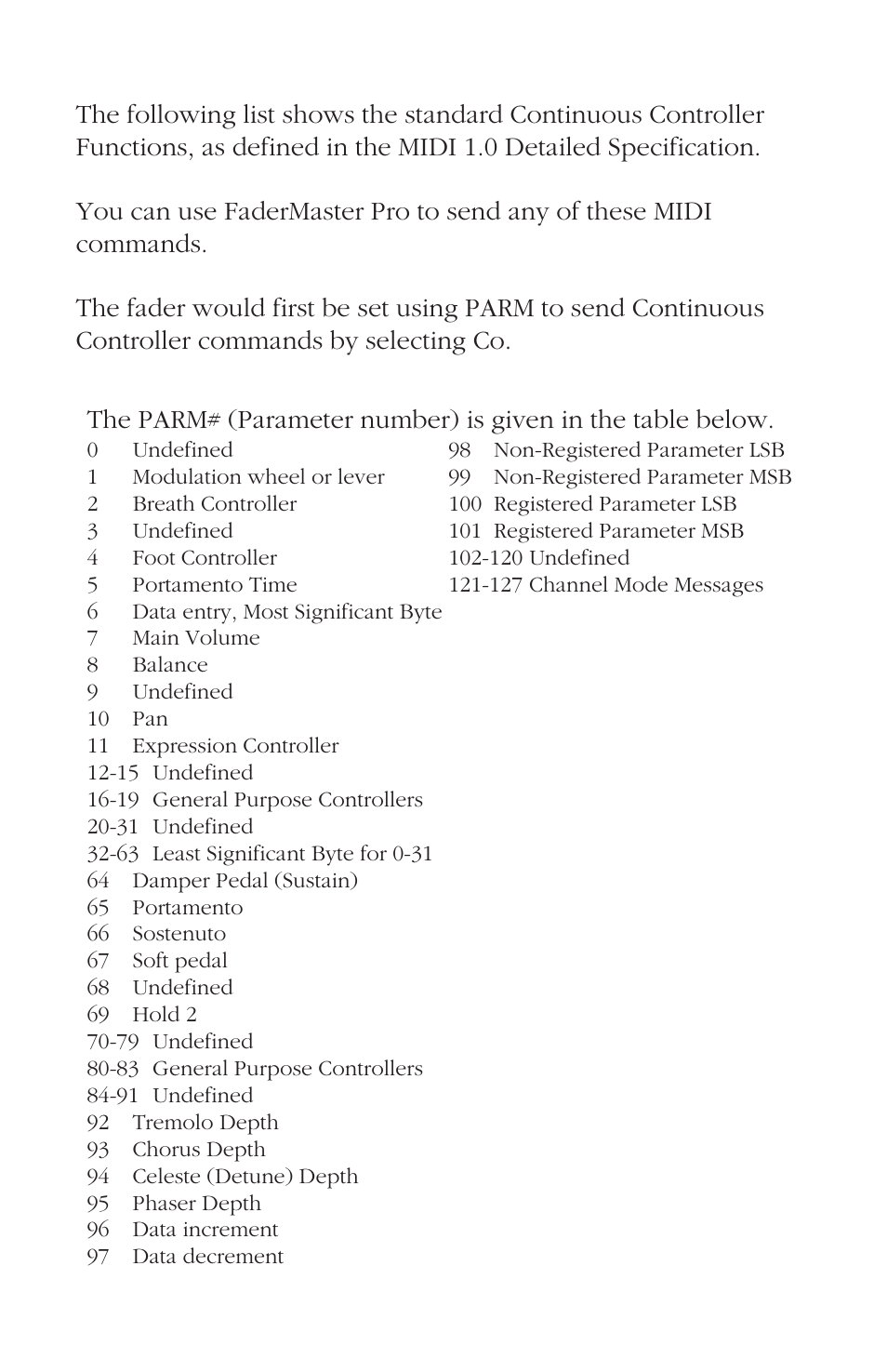 Registered controller numbers | JLCooper FaderMaster Pro User Manual | Page 75 / 78