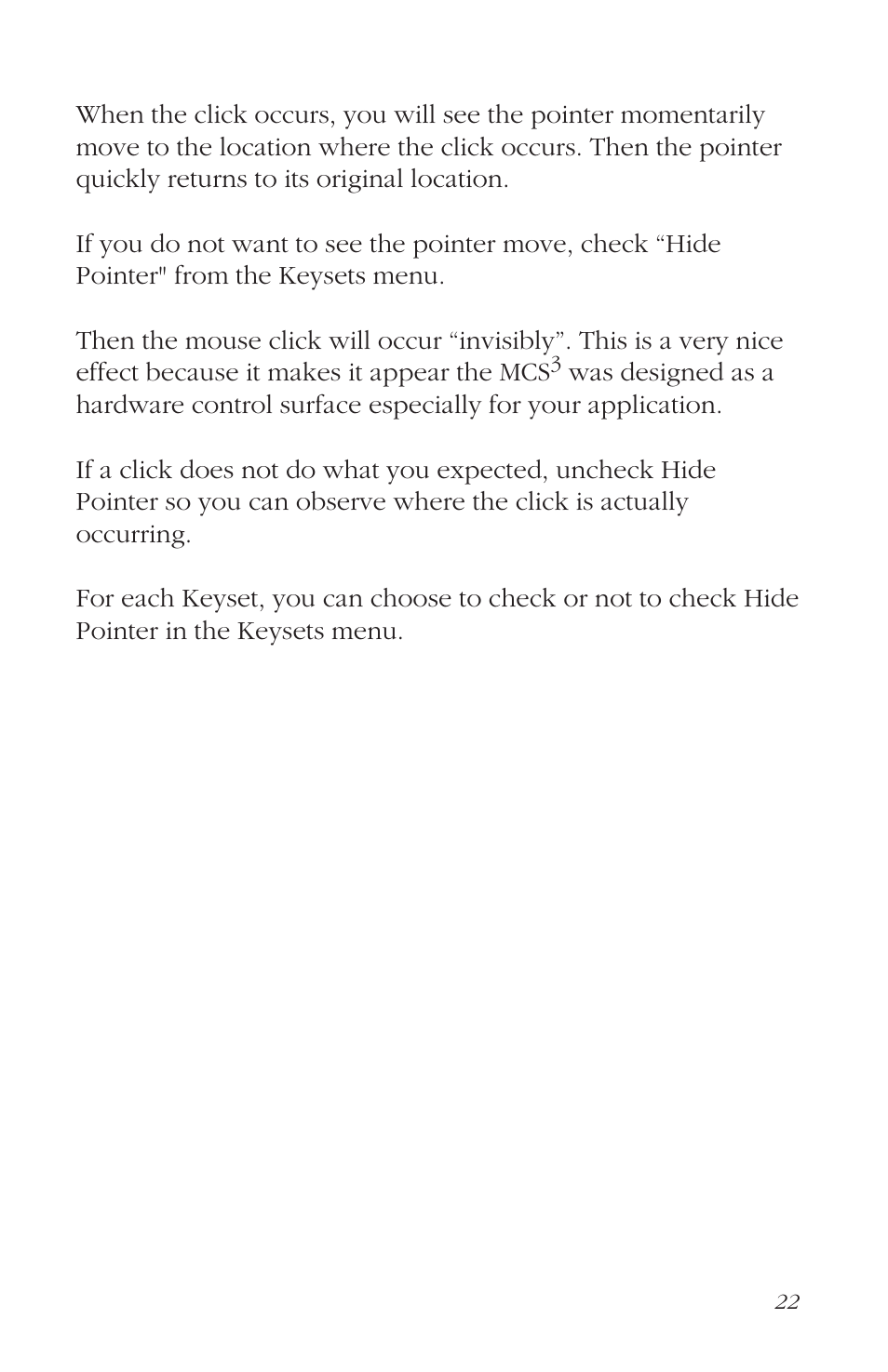 Hide pointer | JLCooper MCS3 USB User Manual | Page 22 / 39