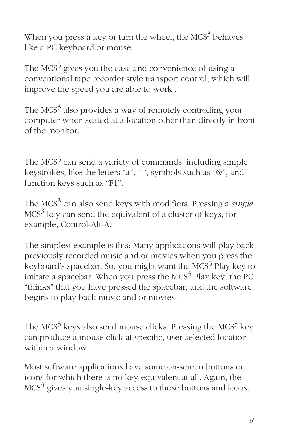 What does the mcs | JLCooper MCS3 USB User Manual | Page 8 / 39