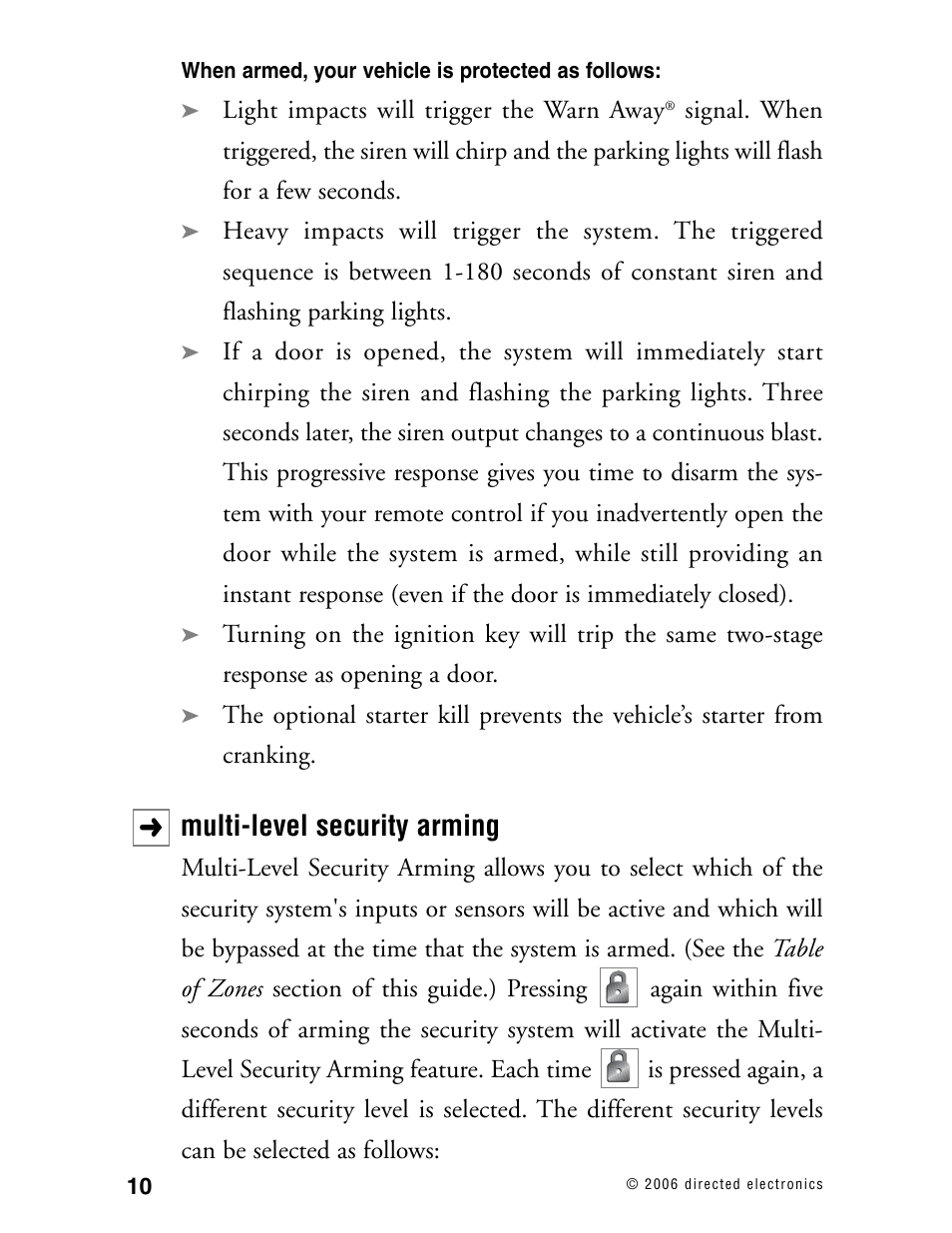 Multi-level security arming | CLIFFORD Matrix 12 User Manual | Page 15 / 47