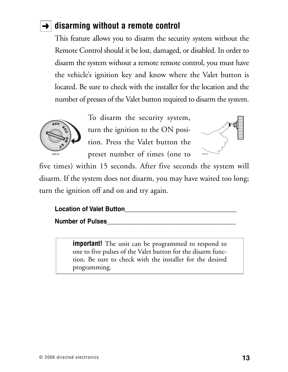 Disarming without a remote control | CLIFFORD Matrix 12 User Manual | Page 18 / 47
