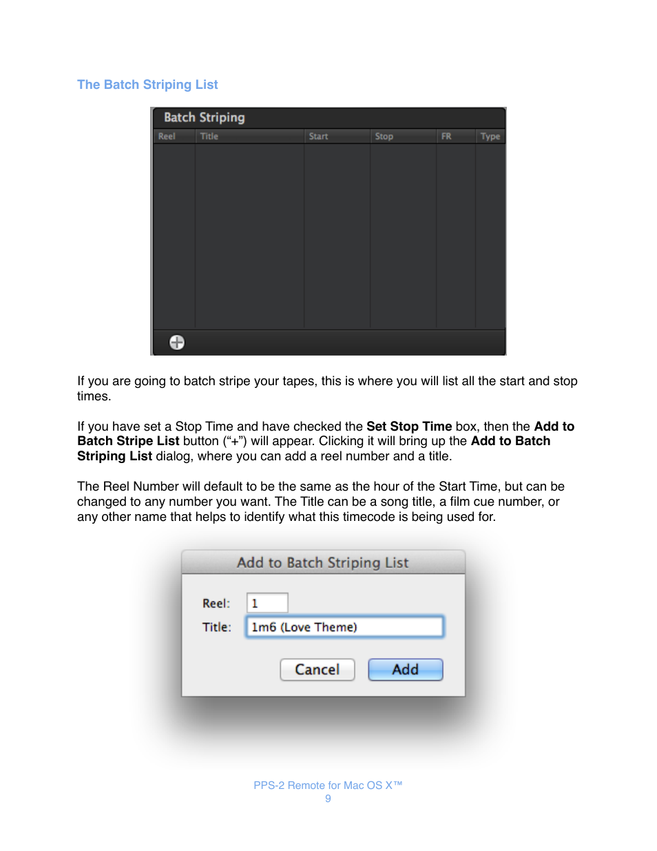 The batch striping list | JLCooper PPS-2 Remote for Mac OS X User Manual | Page 11 / 19