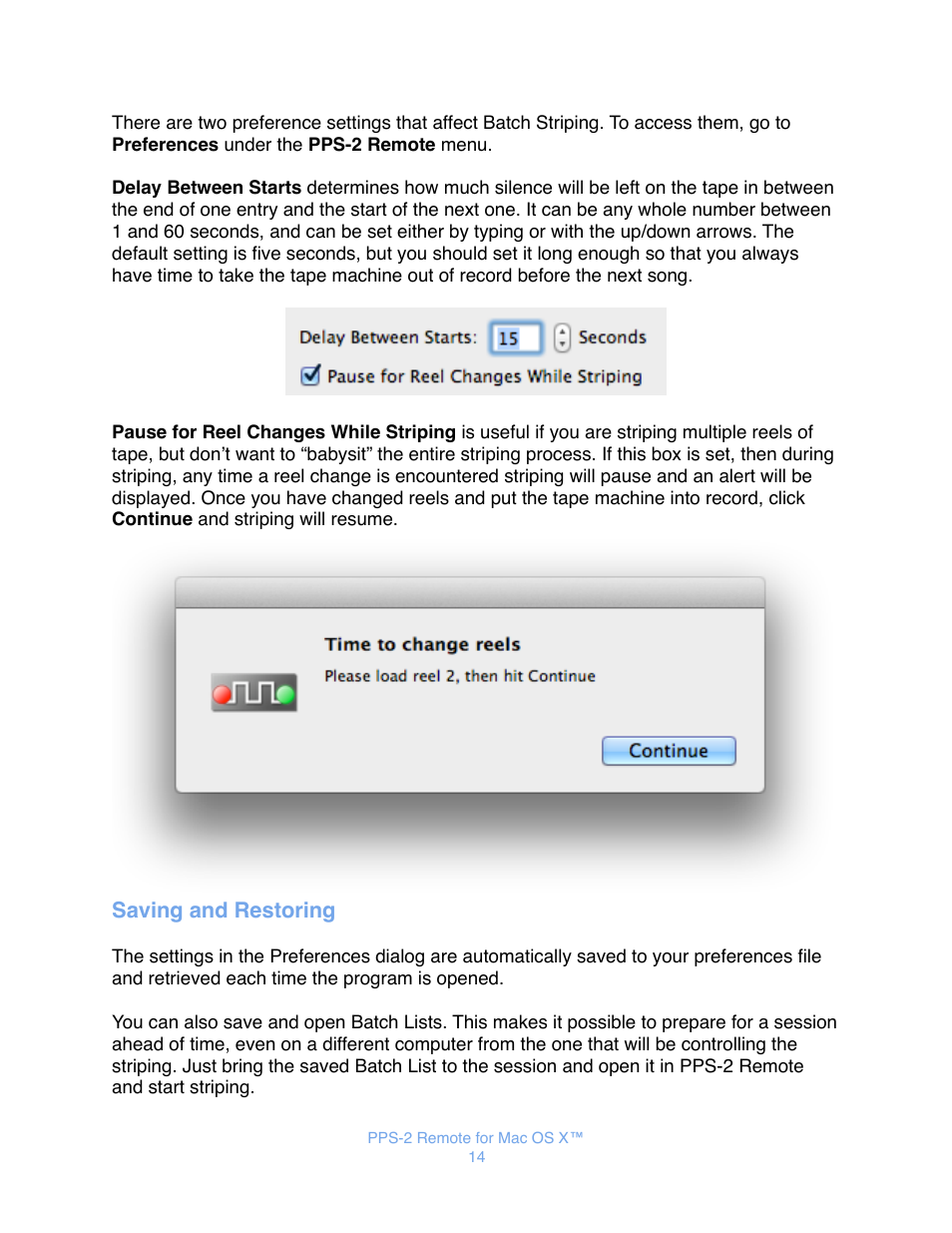 Saving and restoring | JLCooper PPS-2 Remote for Mac OS X User Manual | Page 16 / 19