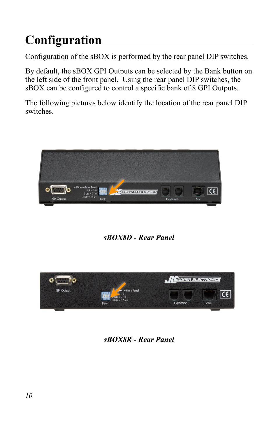 Configuration | JLCooper sBOX8D User Manual | Page 10 / 20