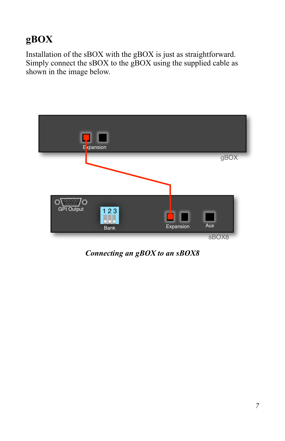 Gbox, Connecting an gbox to an sbox8 | JLCooper sBOX8D User Manual | Page 7 / 20