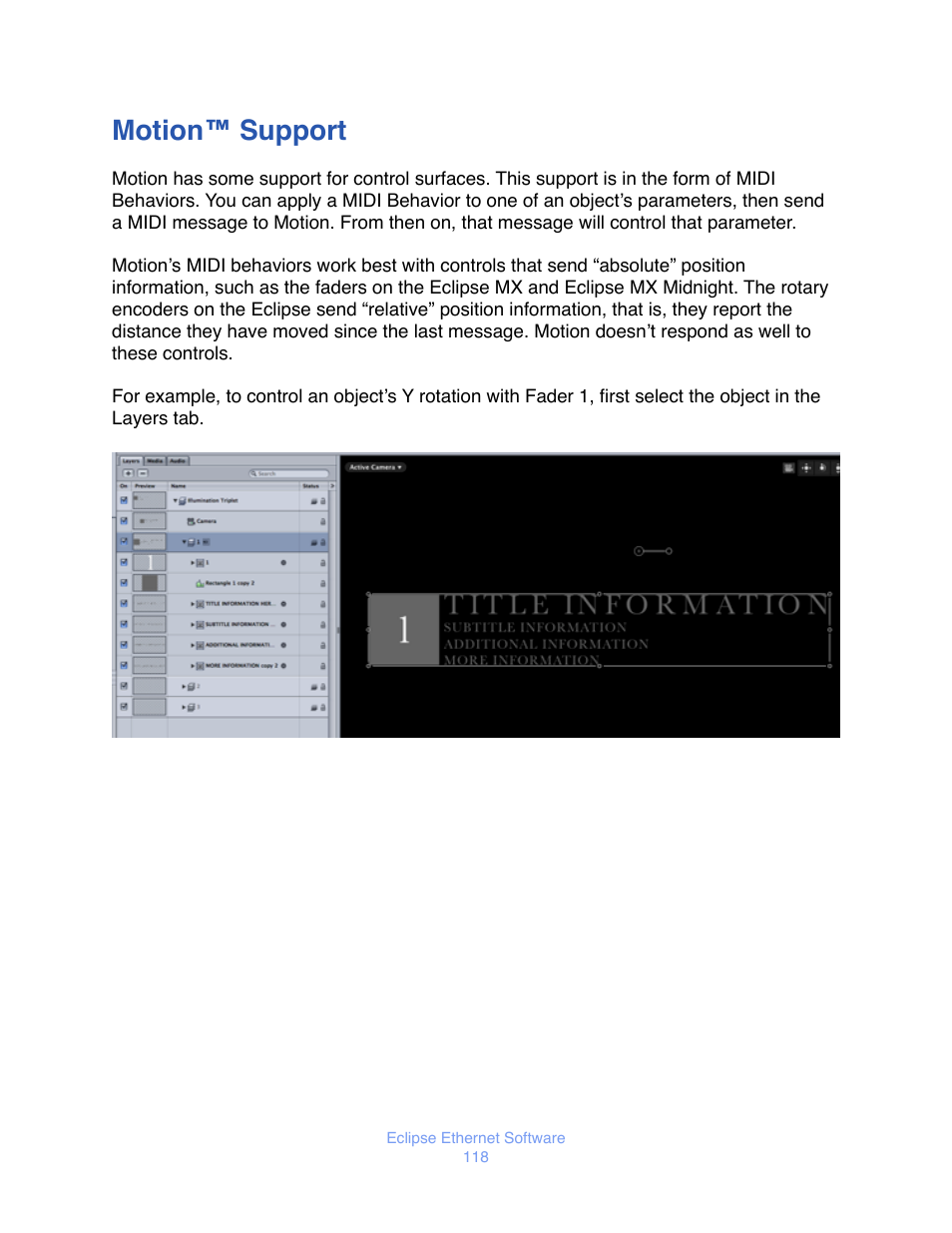 Motion™ support | JLCooper Eclipse Ethernet 2.6 for OSX User Manual | Page 121 / 134