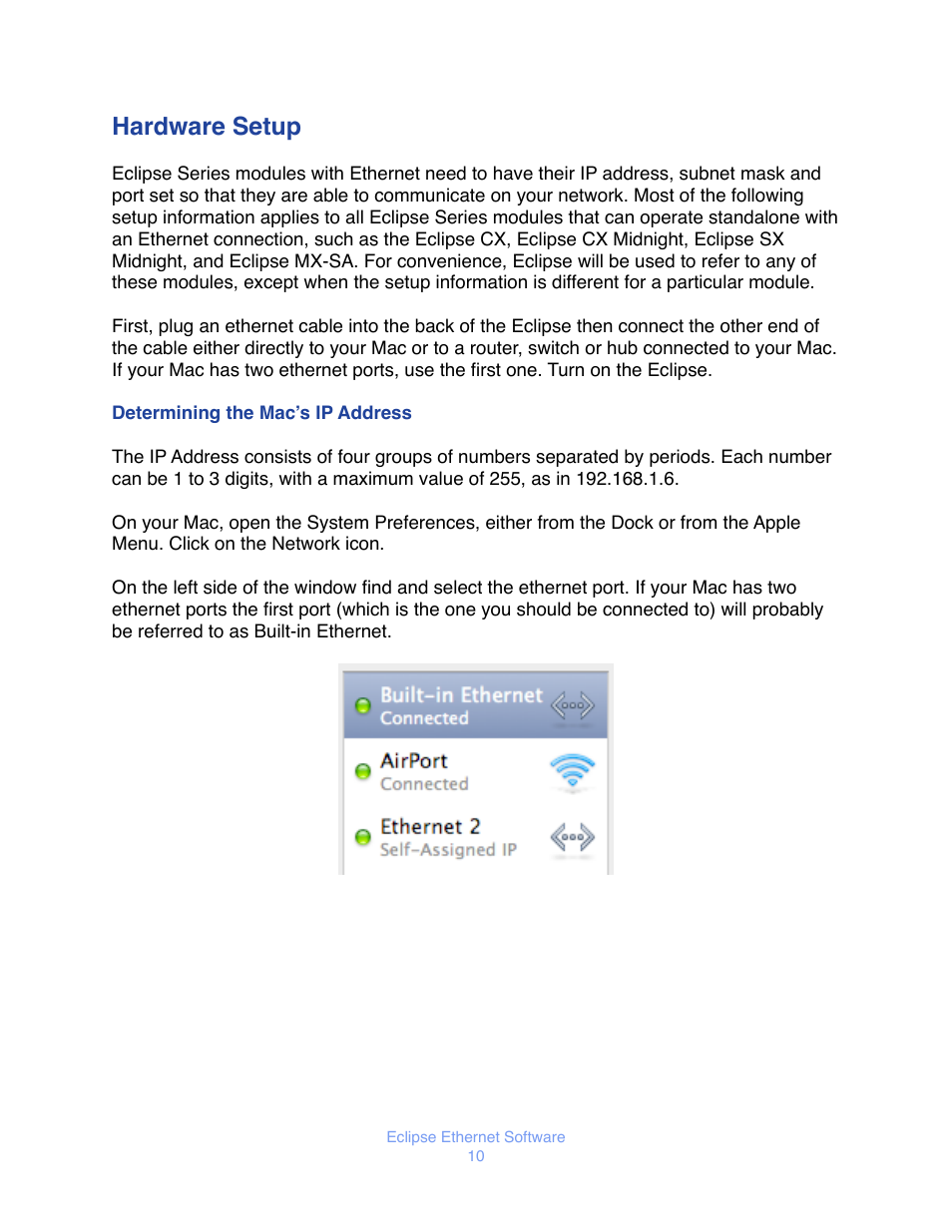 Hardware setup, Etermining the, Ddress | JLCooper Eclipse Ethernet 2.6 for OSX User Manual | Page 13 / 134