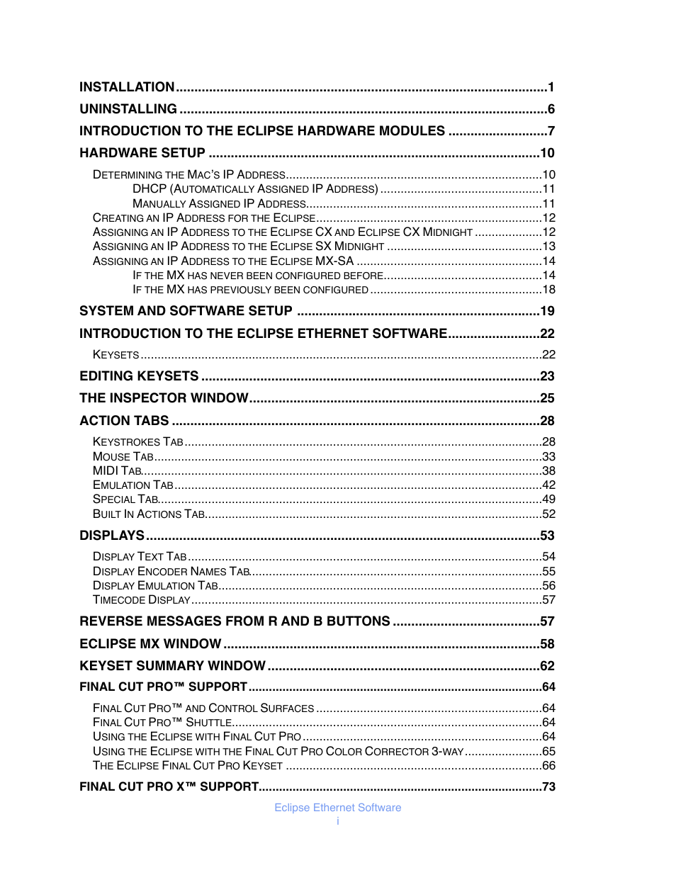 JLCooper Eclipse Ethernet 2.6 for OSX User Manual | Page 2 / 134