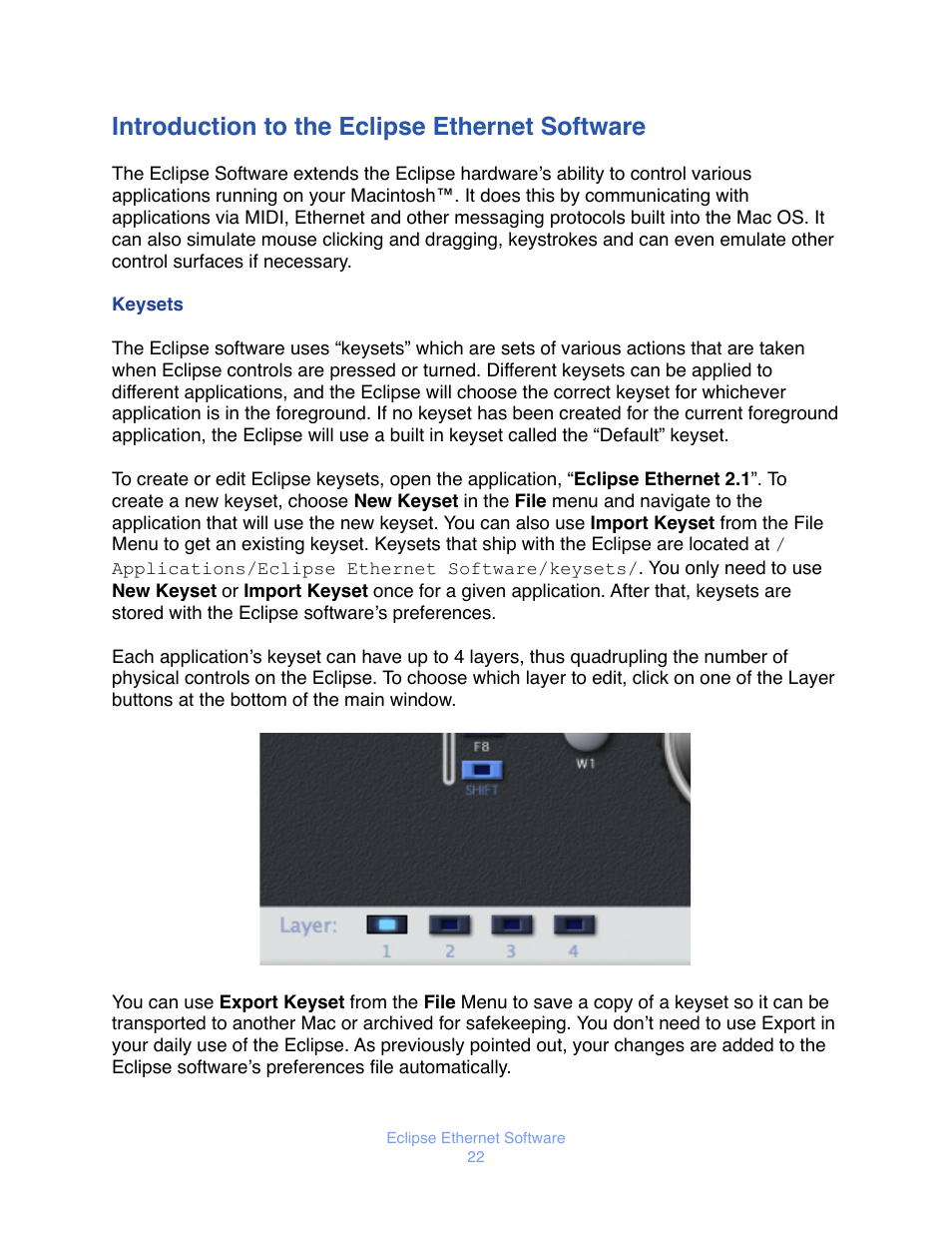 Introduction to the eclipse ethernet software, Eysets | JLCooper Eclipse Ethernet 2.6 for OSX User Manual | Page 25 / 134