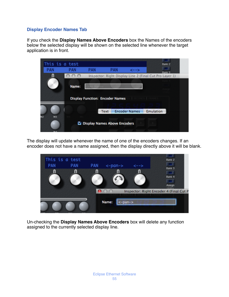 Isplay, Ncoder, Ames | JLCooper Eclipse Ethernet 2.6 for OSX User Manual | Page 58 / 134
