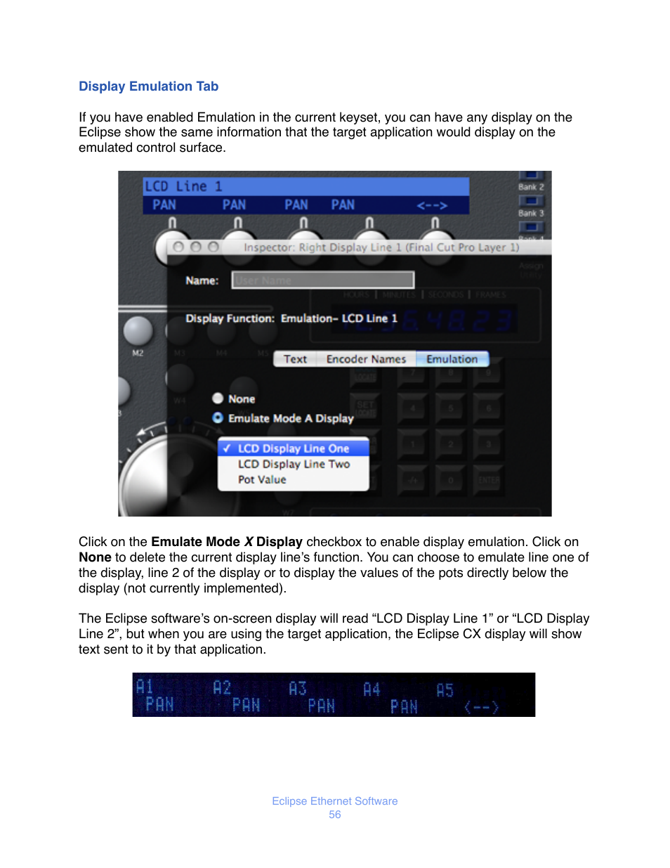Isplay, Mulation | JLCooper Eclipse Ethernet 2.6 for OSX User Manual | Page 59 / 134